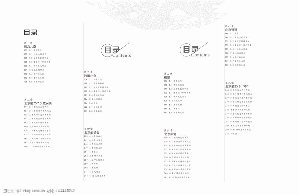 書籍扉頁及目錄圖片